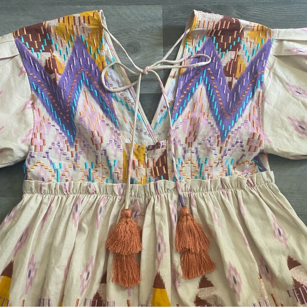 Anthropologie Not So Serious Dress Share Abstract Mini Tassel XS - Picture 7 of 12